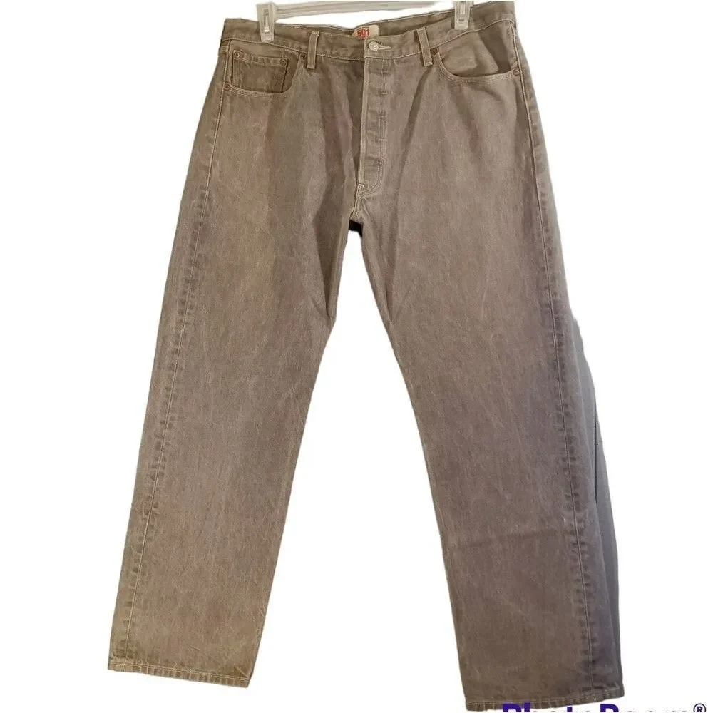 Vintage Levi's Original 501 Cotton Men's Gray Straight Leg Button Fly 40…